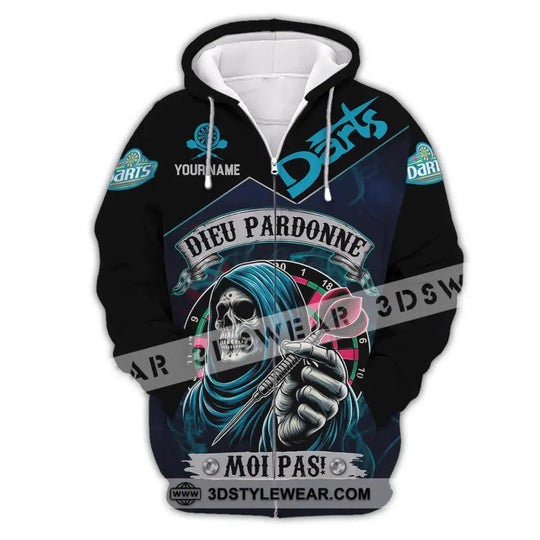 Unisex Shirt - Custom Name Darts Dieu Pardonne Moi Pas Shirt style option 4