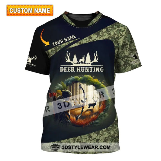 Unisex Shirt Custom Name Deer Hunter Hunting Polo Long Sleeve Animal T-Shirt
