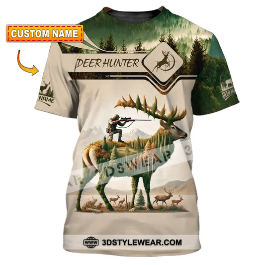 Unisex Shirt Custom Name Deer Hunter Hunting Polo Long Sleeve Animal T-Shirt T-Shirt