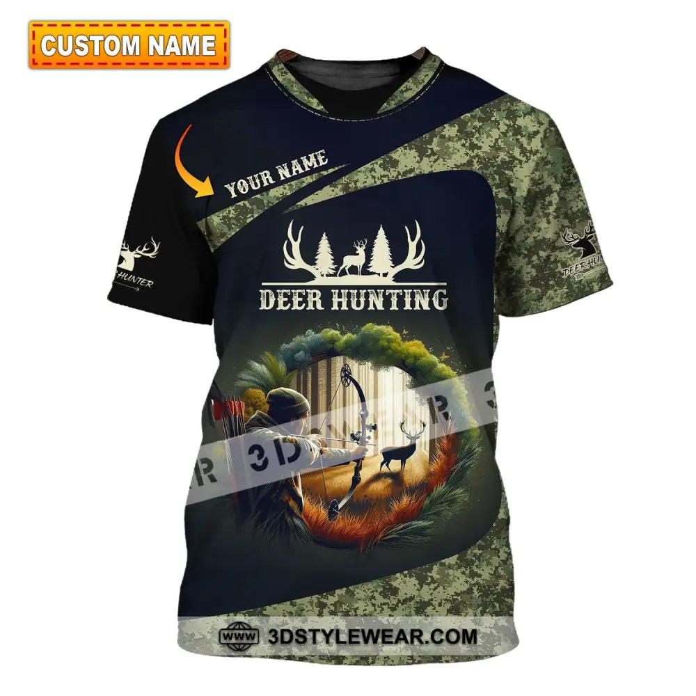 Unisex Shirt Custom Name Deer Hunter Hunting Polo Long Sleeve Animal T-Shirt