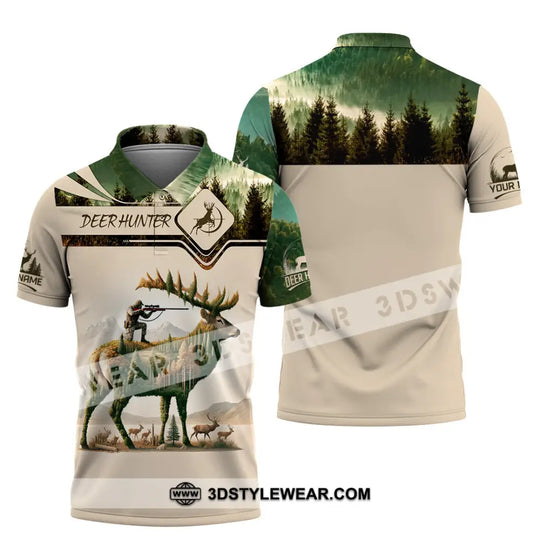 Unisex Shirt, Custom Name Deer Hunter Shirt, Deer Hunting Polo Long Sleeve, Animal Hunter T-Shirt style option 4