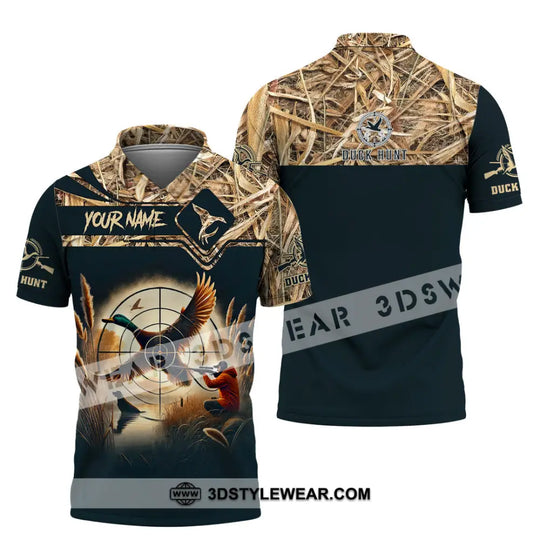 Unisex Shirt, Custom Name Duck Hunter Shirt, Duck Hunting Polo Long Sleeve, Animal Hunter T-Shirt style option 4