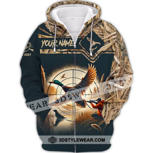 Unisex Shirt, Custom Name Duck Hunter Shirt, Duck Hunting Polo Long Sleeve, Animal Hunter T-Shirt style option 3