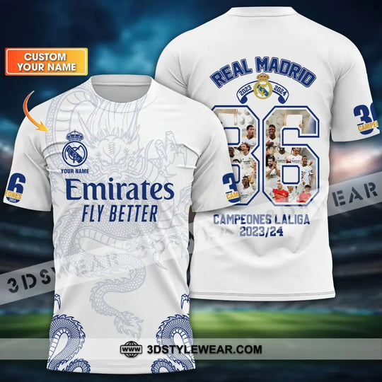 Unisex Shirt - Custom Name Emirates Fly Better Los Blancos Champions Laliga Shirt style option 1