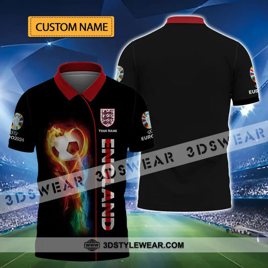 Unisex Shirt - Custom Name, England Fire Ball Black Shirt style option 1
