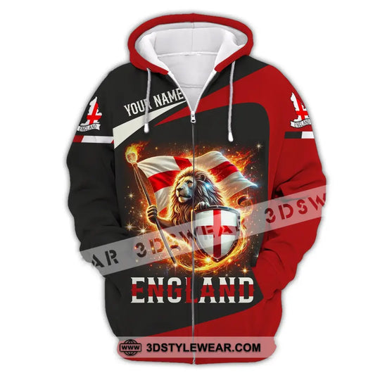 Unisex Shirt - Custom Name Shirt England Fire Lion style option 3