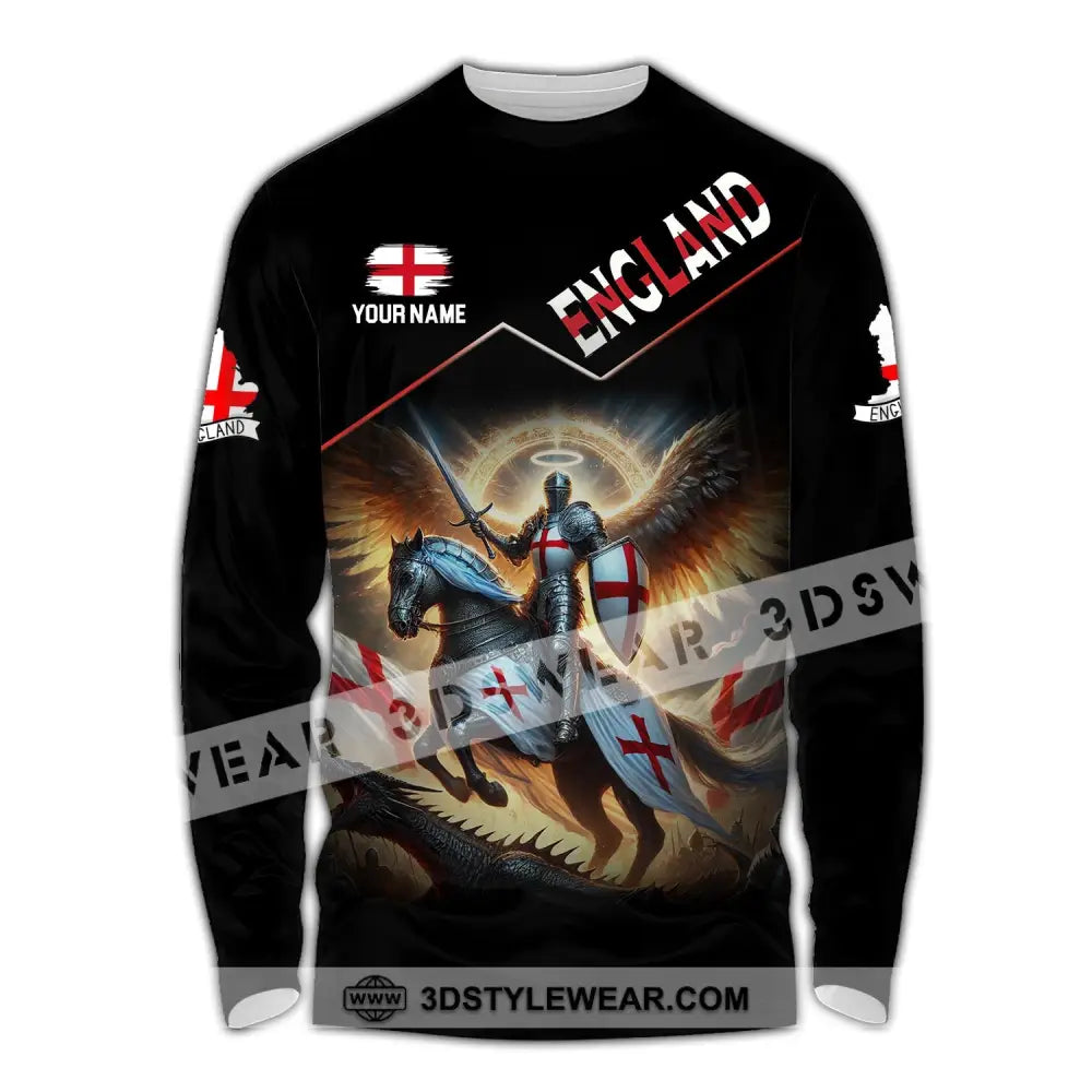 Unisex Shirt Custom Name England Polo Long Sleeve English Gift / S T-Shirt