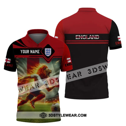 Unisex Shirt - Custom Name England Team Red And Black Polo / S T-Shirt