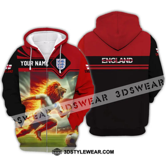 Unisex Shirt - Custom Name, England Team Red And Black Shirt style option 3