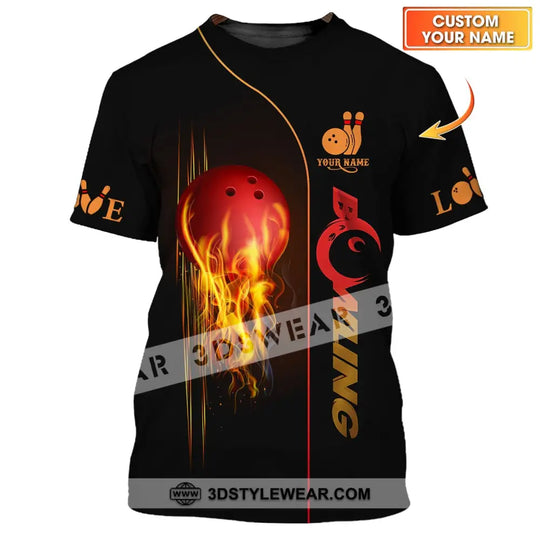 Unisex Shirt - Custom Name Fire Bowling Shirt style option 1