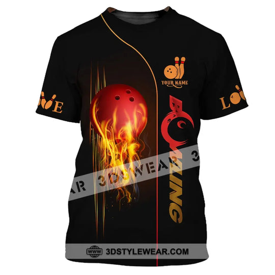 Unisex Shirt - Custom Name Fire Bowling Shirt style option 2