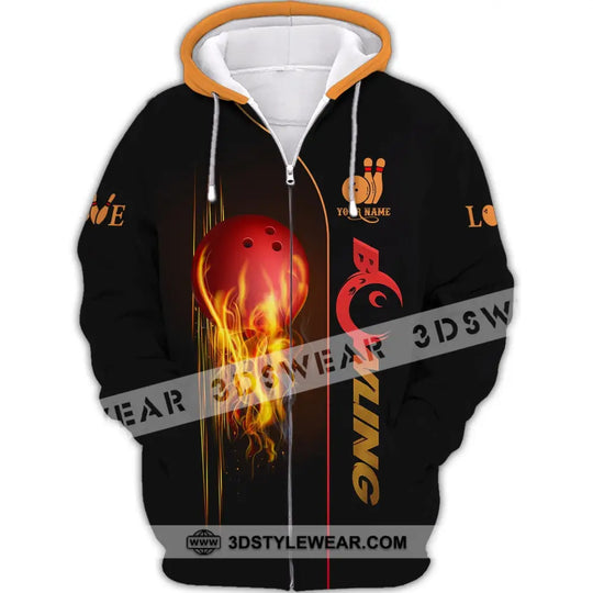 Unisex Shirt - Custom Name Fire Bowling Shirt style option 3