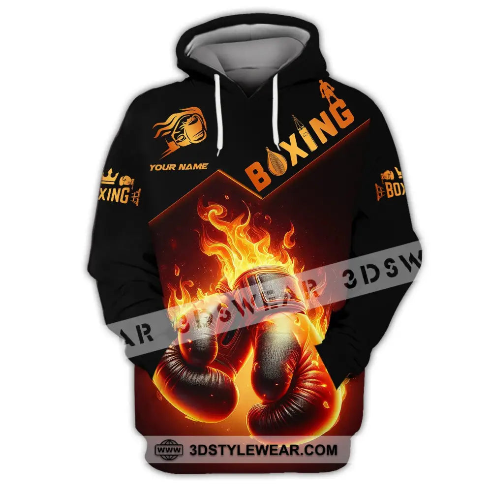 Unisex Shirt - Custom Name Fire Boxing Gloves Hoodie / S T-Shirt