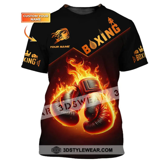 Unisex Shirt - Custom Name Shirt, Fire Boxing Gloves style option 1