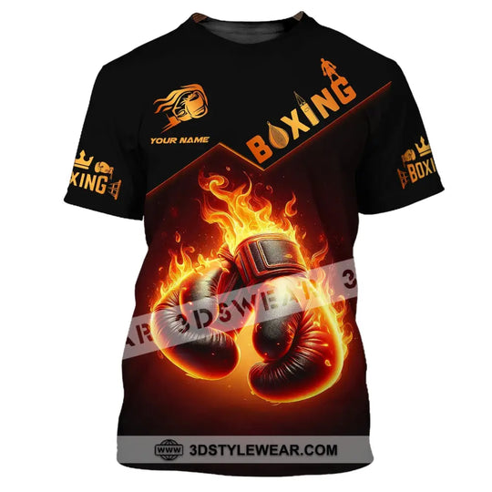 Unisex Shirt - Custom Name Shirt, Fire Boxing Gloves style option 2
