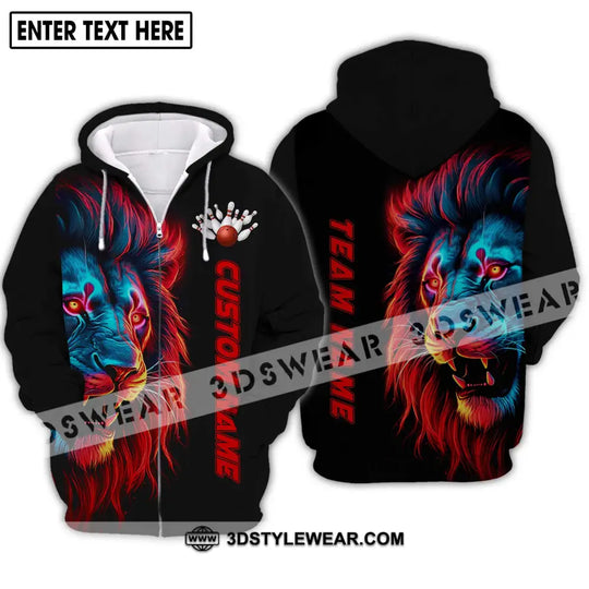 Unisex Shirt - Custom Name Shirt, Fire Lion Bowling Shirt style option 2