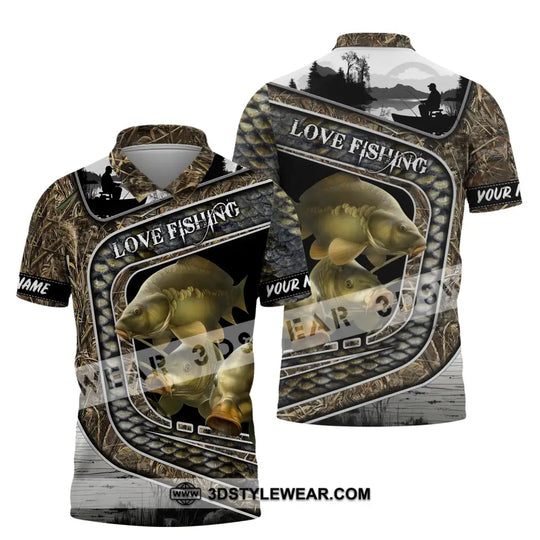 Unisex Shirt, Custom Name Fishing Shirt, Love Fishing Polo Shirt style option 4