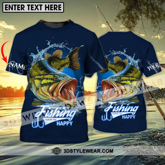 Unisex Shirt - Custom Name Fishing Make Me Happy Shirt style option 1