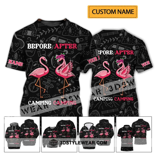 Unisex Shirt - Custom Name Shirt - Flamingo Before And After Camping style option 2