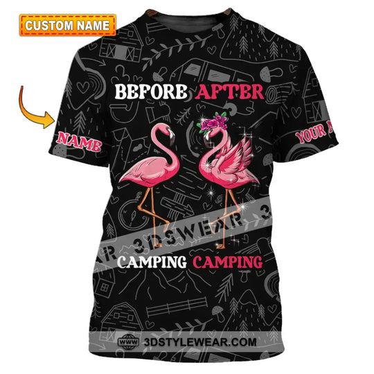 Unisex Shirt - Custom Name Shirt - Flamingo Before And After Camping style option 1