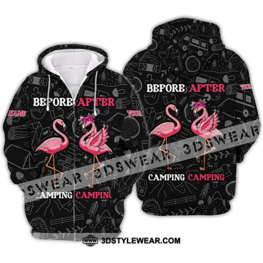 Unisex Shirt - Custom Name Shirt - Flamingo Before And After Camping style option 4