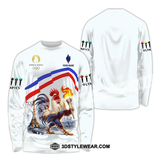 Unisex Shirt, Custom Name France Olympic Shirt, 2024 France Olympic Long Sleeve Polo Shirt style option 3