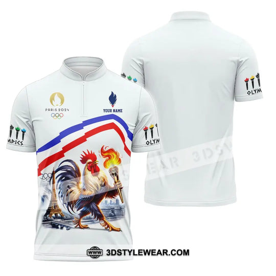 Unisex Shirt, Custom Name France Olympic Shirt, 2024 France Olympic Long Sleeve Polo Shirt style option 4