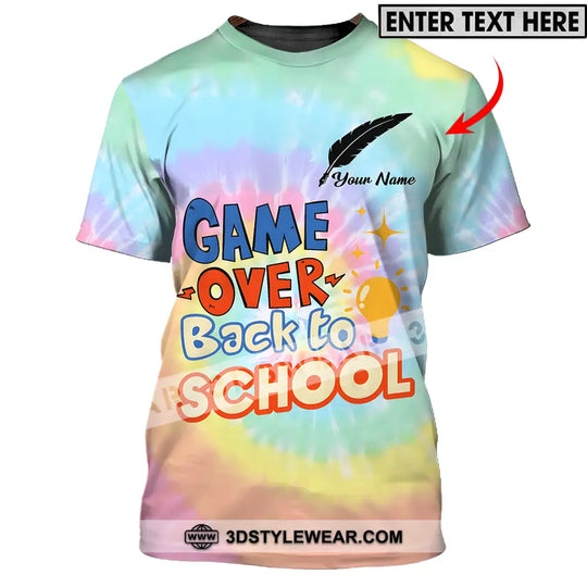 Unisex Shirt - Custom Name Game Over Back To School Shirt style option 1