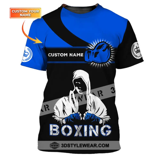 Unisex Shirt - Custom Name Shirt - Gift For Boxing Lover, Royal Blue And Black Shirt style option 1
