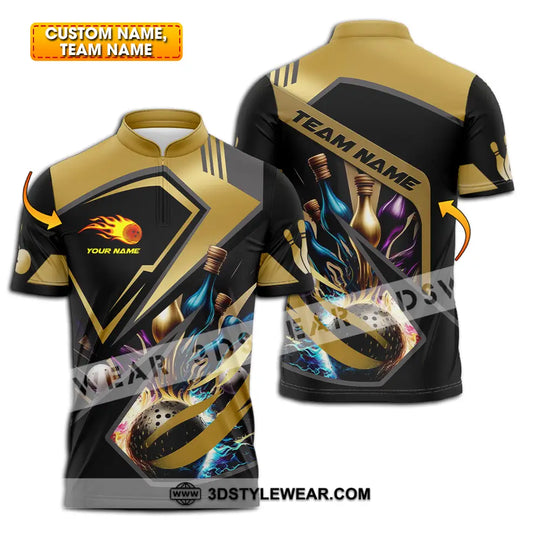 Unisex Shirt - Custom Name Shirt Gold Bowling Lover style option 1