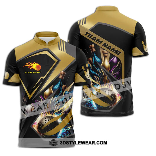 Unisex Shirt - Custom Name Shirt Gold Bowling Lover style option 3