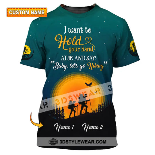 Unisex Shirt, Custom Name Hiking Shirt, Couple Hiking Apparel, Hiking Polo Shirt Hoodie Long Sleeve style option 1