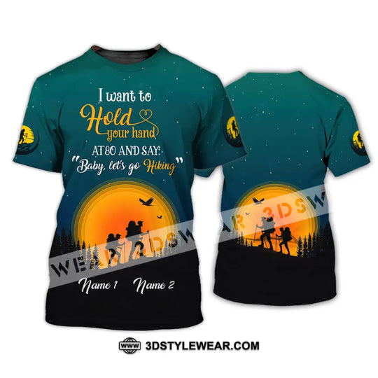 Unisex Shirt, Custom Name Hiking Shirt, Couple Hiking Apparel, Hiking Polo Shirt Hoodie Long Sleeve style option 2