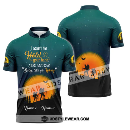 Unisex Shirt Custom Name Hiking Couple Apparel Polo Hoodie Long Sleeve Zipper / S T-Shirt