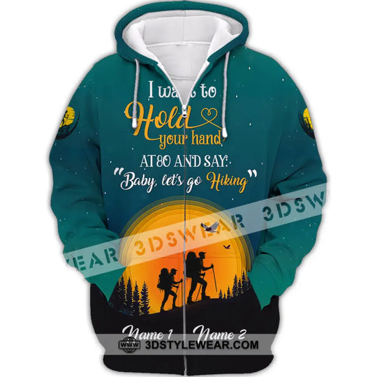 Unisex Shirt, Custom Name Hiking Shirt, Couple Hiking Apparel, Hiking Polo Shirt Hoodie Long Sleeve style option 3