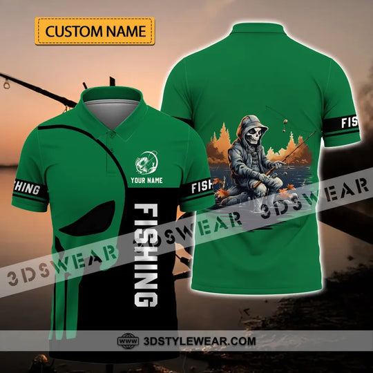 Unisex Shirt - Custom Name Hook Fishing Skeleton Shirt style option 1
