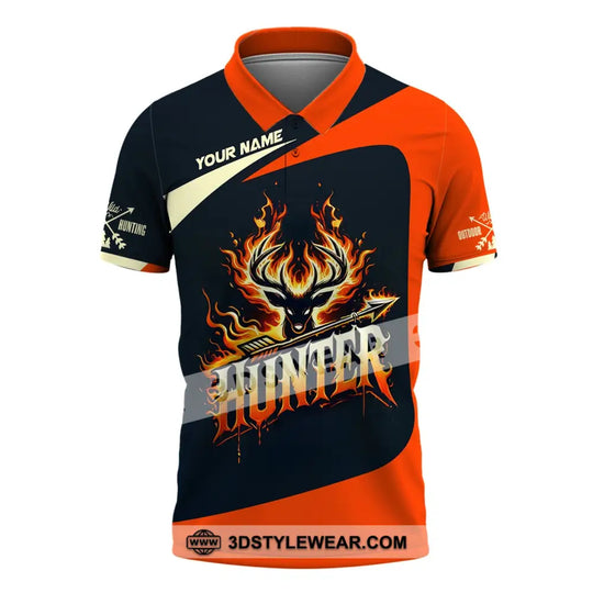 Unisex Shirt, Custom Name Hunter Shirt, Hunter Polo Long Sleeve Shirt style option 4