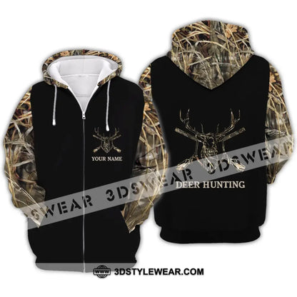 Unisex Shirt - Custom Name Hunting Deer Full Printing Zipper Hoodie / S T-Shirt