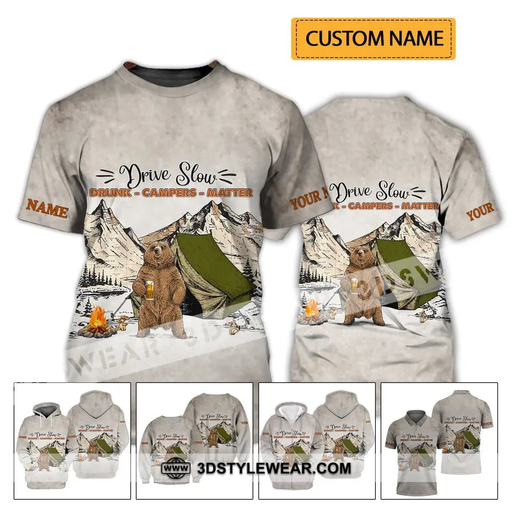 Unisex Shirt - Custom Name Hunting Drive Slow Drunk Campers Matter T-Shirt