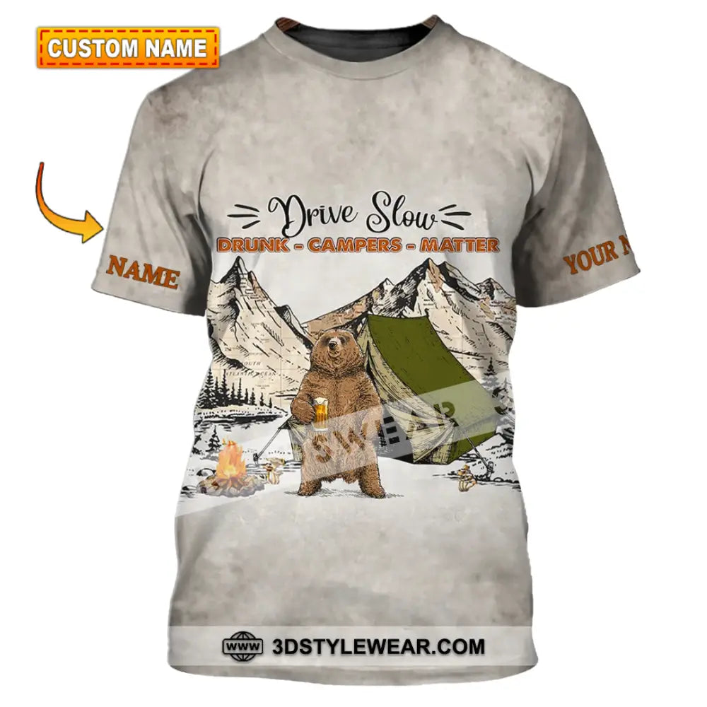 Unisex Shirt - Custom Name Hunting Drive Slow Drunk Campers Matter T-Shirt