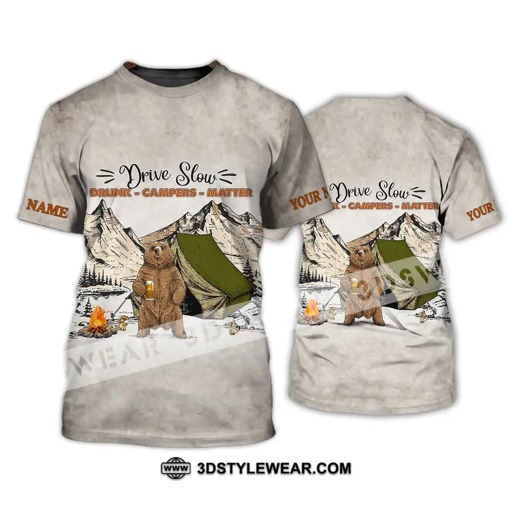 Unisex Shirt - Custom Name Hunting Drive Slow Drunk Campers Matter T-Shirt / S T-Shirt