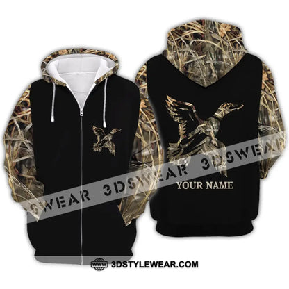 Unisex Shirt - Custom Name Hunting Duck Full Printing Zipper Hoodie / S T-Shirt