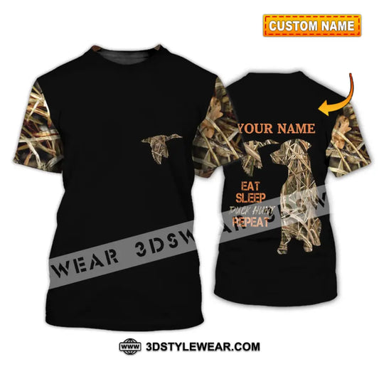Unisex Shirt - Custom Name Hunting Duck Waterfowl Camo Bird Dog Hunter T-Shirt