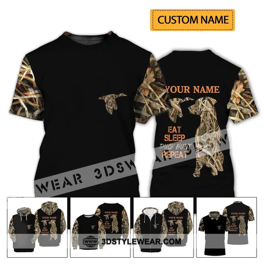 Unisex Shirt - Custom Name Shirt - Hunting Shirt, Hunting Name - Duck Hunting Waterfowl Camo, Bird Dog Duck Hunter style option 2