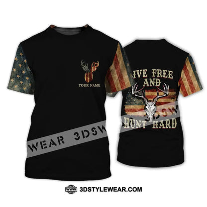 Unisex Shirt - Custom Name Hunting Live Free And Hunt Hard T-Shirt / S T-Shirt