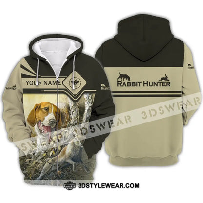 Unisex Shirt - Custom Name Hunting Rabbit Lover Zipper Hoodie / S T-Shirt