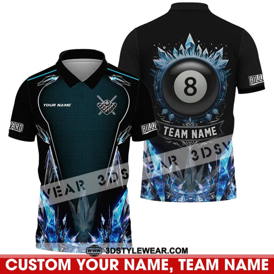 Unisex Shirt - Custom Name Shirt, Ice Billiards Balls Number 8 style option 1