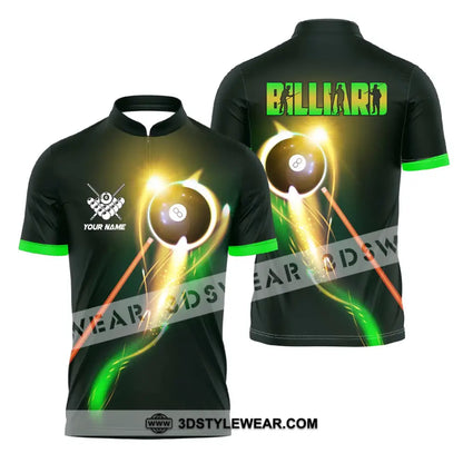 Unisex Shirt - Custom Name Light Billiard Player Zipper Polo / S T-Shirt