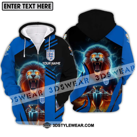 Unisex Shirt - Custom Name, Lion And Cup England Euro 2024 Team style option 2