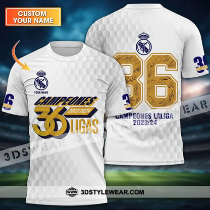 Unisex Shirt - Custom Name Los Blancos 36 Champeones Laliga T-Shirt